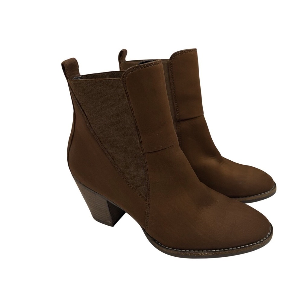 Paul Green Boots Brown Suede Block Heel Slip On Ankle Booties Size US 7